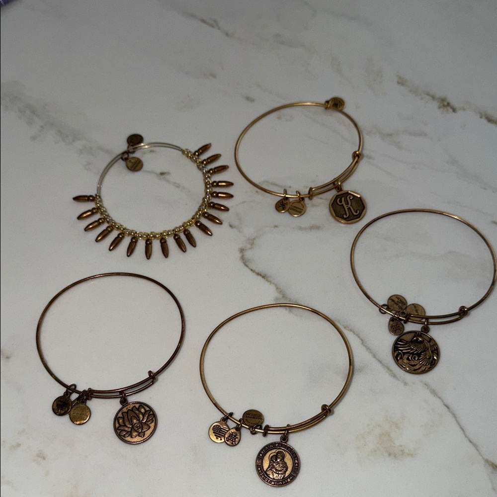 Alex and Ani Gold Charm Bracelet Set
